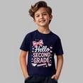 thumbnail image 4 of YunPes Girls Graphic Print T-shirt Hello Second Grade Cute Bow Fashion Short Sleeve Shirt Summer Back to School Clothes, 4 of 4