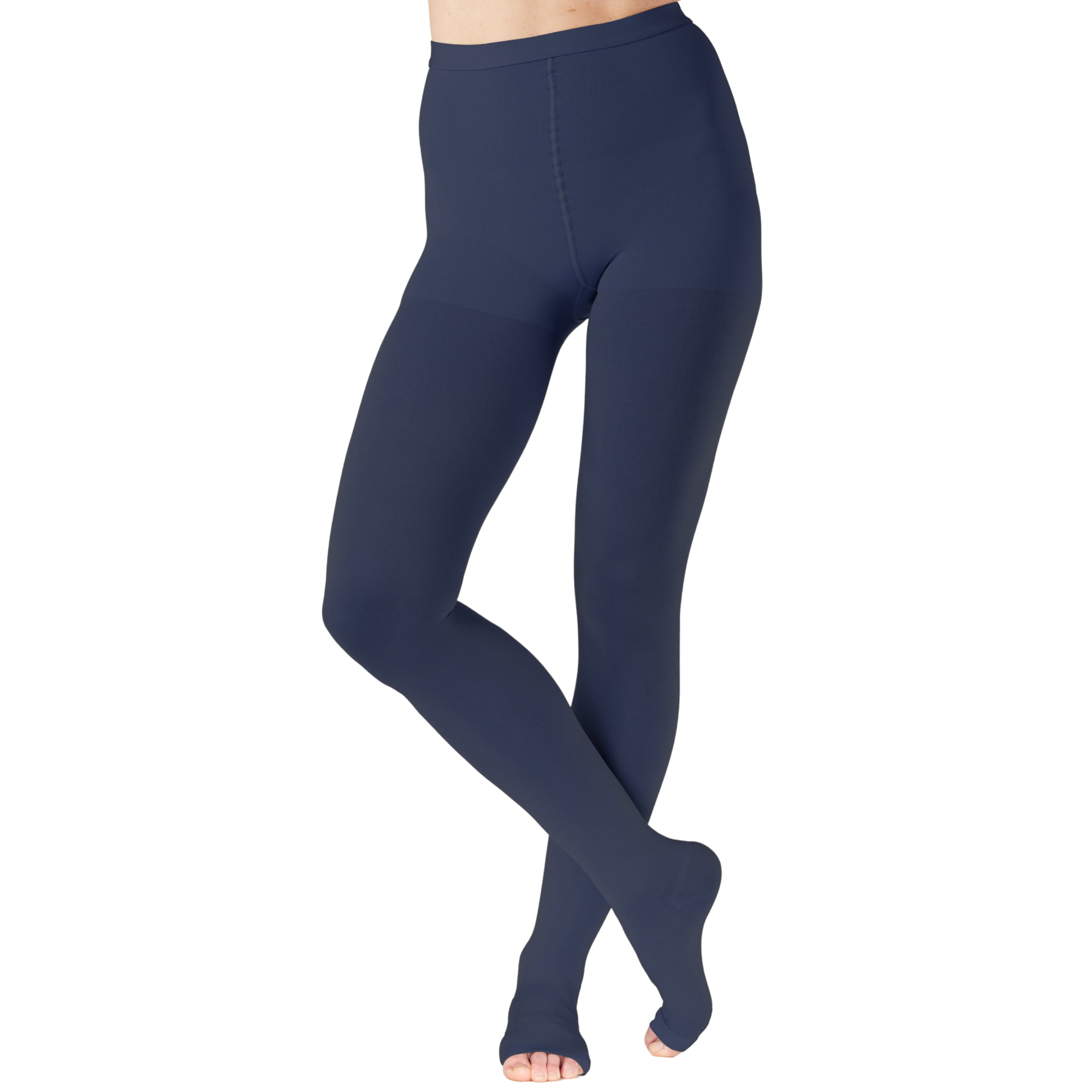 Plus Size Womens Compression Tights 20-30mmHg with Open Toe - Navy