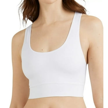 Maidenform WHITE Pure Comfort Feel Good Seamless Crop Tank Bra, Large, NWOT