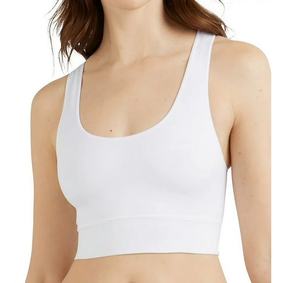 Maidenform WHITE Pure Comfort Feel Good Seamless Crop Tank Bra, Large, NWOT