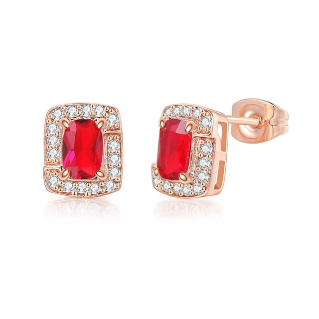 Fiudx Pendientes de Circonita Multicolor, Rectángulo de Platino Cristalino, Diseño Ligero, Cierre Elegante, Caja de Regalo Incluida, Joyería para Mujer, Regalo de San Valentín.