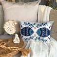 thumbnail image 4 of Decorative Oblong / Lumbar Throw Pillow Covers Accent Pillows Couch Sofa Pillow Case 12x16 inch (30x40 cm) White Silk Dupioni Bead Embroidery - Fish Tales, 4 of 8