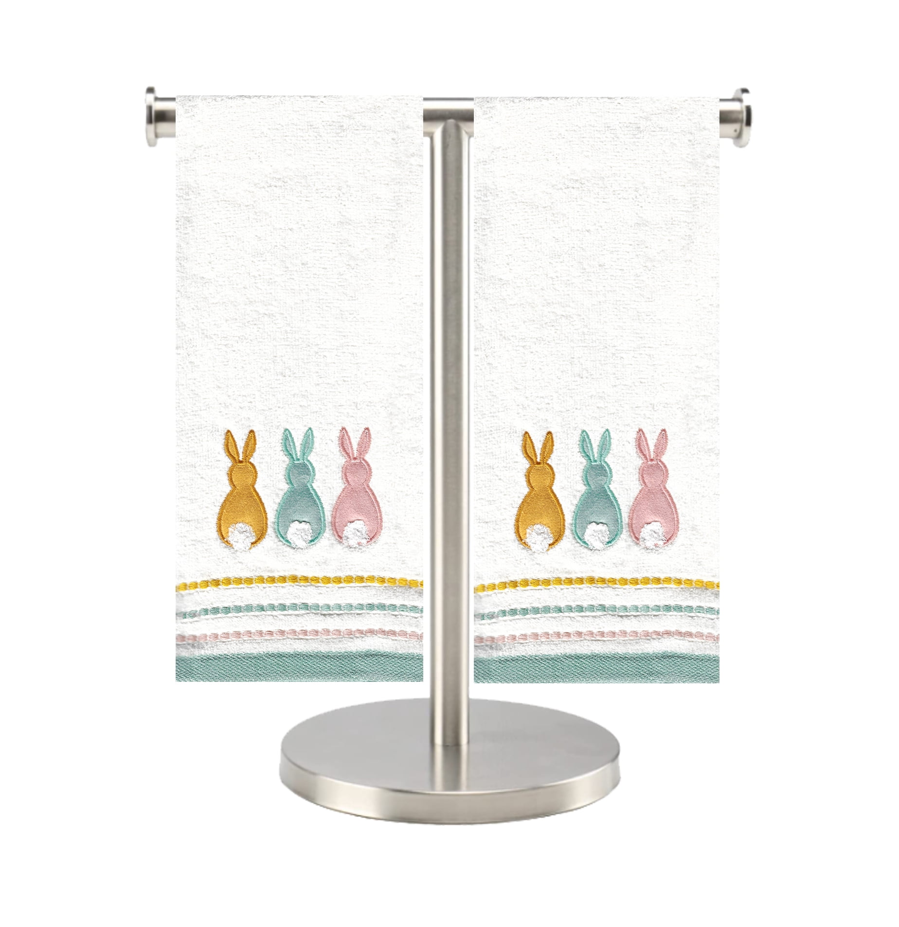 Celebrate Bunny Butts Bath Hand Towels Set of 2, Decorative Border