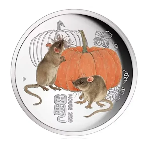 2020 1/4 oz Australia Lunar Year of the Mouse Special Release .9999 Silver Colorized BU Coin