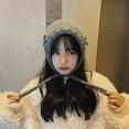 thumbnail image 2 of CoCopeaunts Women Knitted Earmuffs Handmade Wool Flower Strappy Ear Muff Earlap Warmer Handmade Windproof Headband Autumn Winter Accessories, 2 of 6