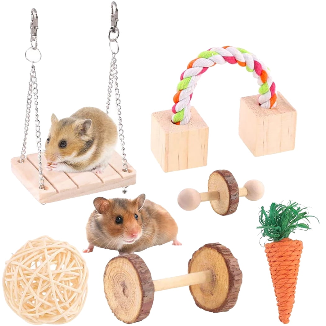 6PCS Hamster Chew Toy Set Biteresistant Hamster Rattan Ball Hamster