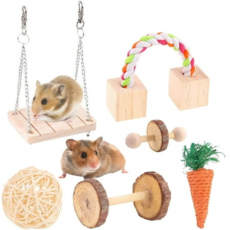 View of 6PCS Hamster Chew Toy Set Bite-resistant Hamster Rattan Ball Hamster ...