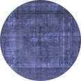 thumbnail image 1 of Ahgly Company Machine Washable Indoor Round Oriental Blue Industrial Area Rugs, 4' Round, 1 of 4