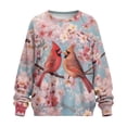 thumbnail image 3 of Xoenoiee Cardinal Cherry Blossom Print Sweatshirt for Women Long Sleeve Crewneck Sweatshirt Women Causal Loose Fit Pullover Tunic Top Fall Clothes Shirts, Size S, 3 of 7