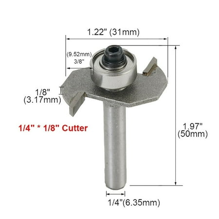 

BAMILL T Slot Router Bit 1/4 Shank 1/8 Cutting Depth 2 Flutes HSS Cutter Grooving