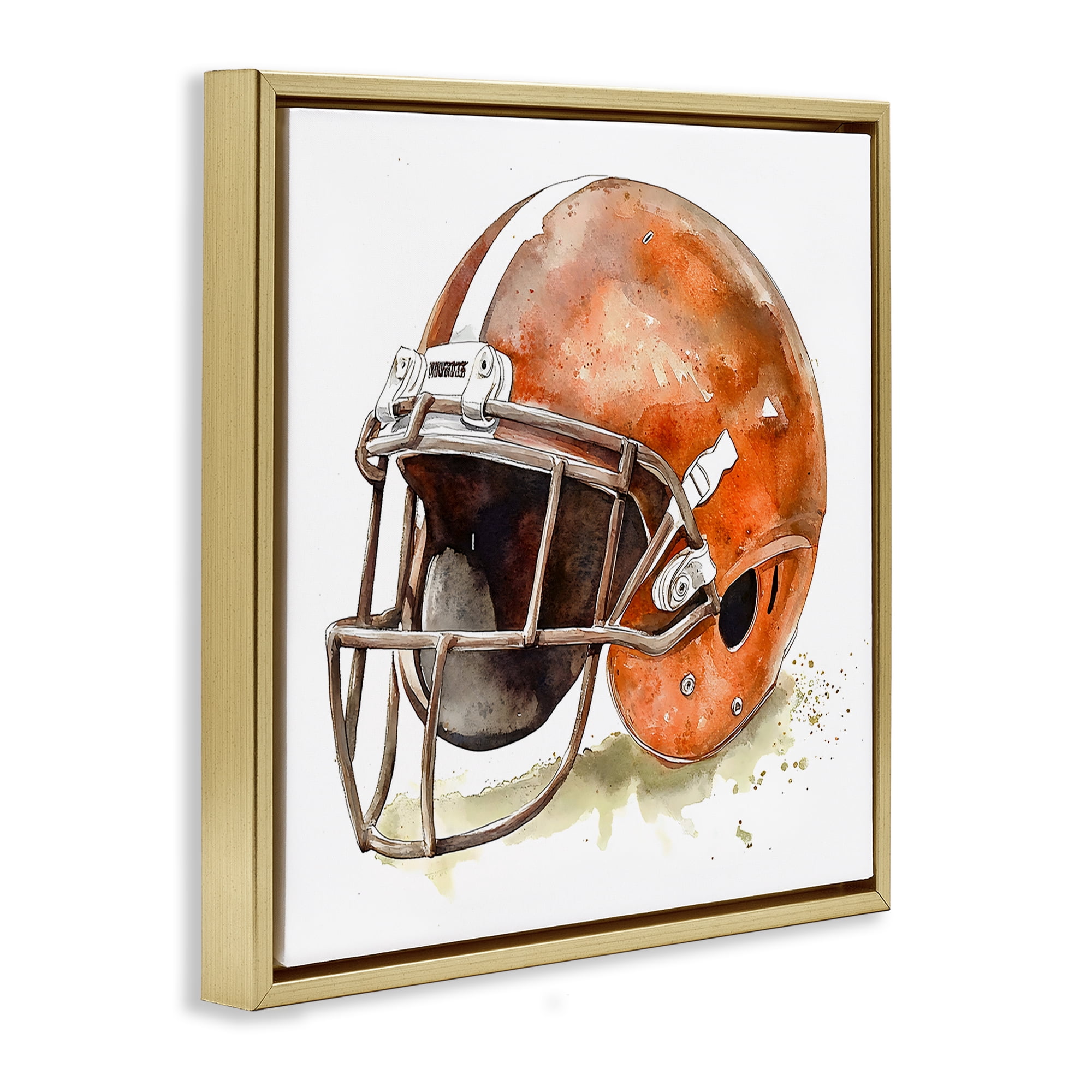 Stupell Industries Red Football Helmet Gold Framed Floater Canvas Wall Art, design by Creative Studio