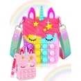thumbnail image 2 of Aucma Paquete de 2 regalos de unicornios para niñas, juguetes, monedero, cartera, bolso cruzado de unicornio rosa, para niños de 3, 4, 5, 6, 7, 8, 9, 10, 11, 12 años, cumpleaños, regalo de San Valentí, 2 of 4