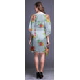 thumbnail image 3 of Bimba Light Steel Blue Floral Tropical Leaves & Beach Kaftan Bikini Cover up Womens Midi Dress Short Caftan-S-L, 3 of 5