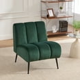thumbnail image 2 of Armless Accent Chair, Upholstered Chair, Velvet Accent Chair with Black Metal Legs, Green for Living Room, Bedroom, Office, 2 of 11