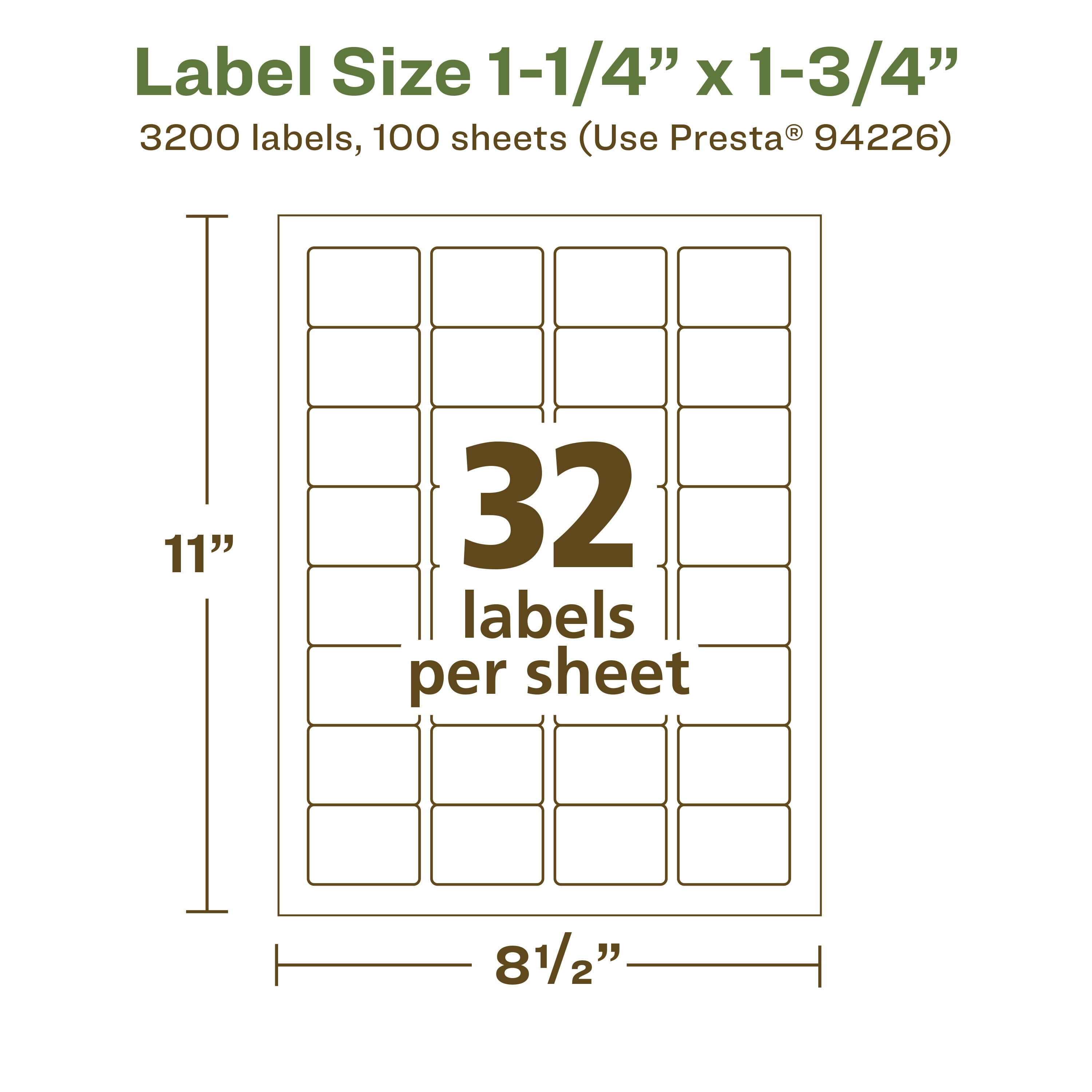 Avery EcoFriendly Rectangle Labels, 1-1/4" x 1-3/4", 3,200ct