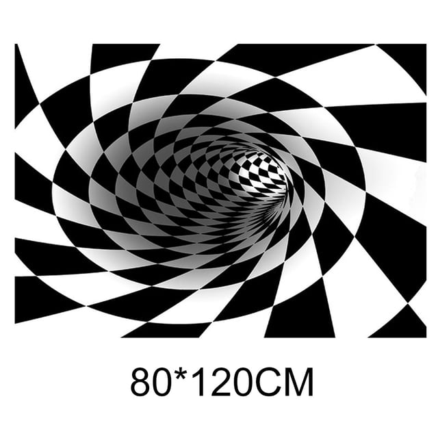 CAROOTU Vortex Illusion Rug 3D Trap Effect Printing Carpet Bedroom Living Room Study Room Floor Mat