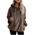 thumbnail image 1 of Chandail à Capuche en Molleton Confortable et Chaud pour Femmes avec Poches, Khaki P, 1 of 4