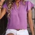 thumbnail image 3 of ICHUANYI Womens Shirts Tops Short Sleeve Comfortable Breathable Crew Neck Blouses New 2024, 3 of 6