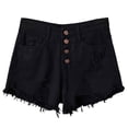 thumbnail image 2 of Women's Casual Distressed Denim Shorts with Wide Legs and Rough Edge Hem, 2 of 6