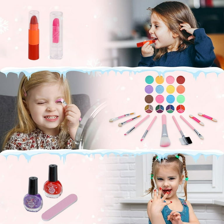 WATTNE Kids Makeup Kit for Girl 42 Pcs Washable Toddler Makeup Kit