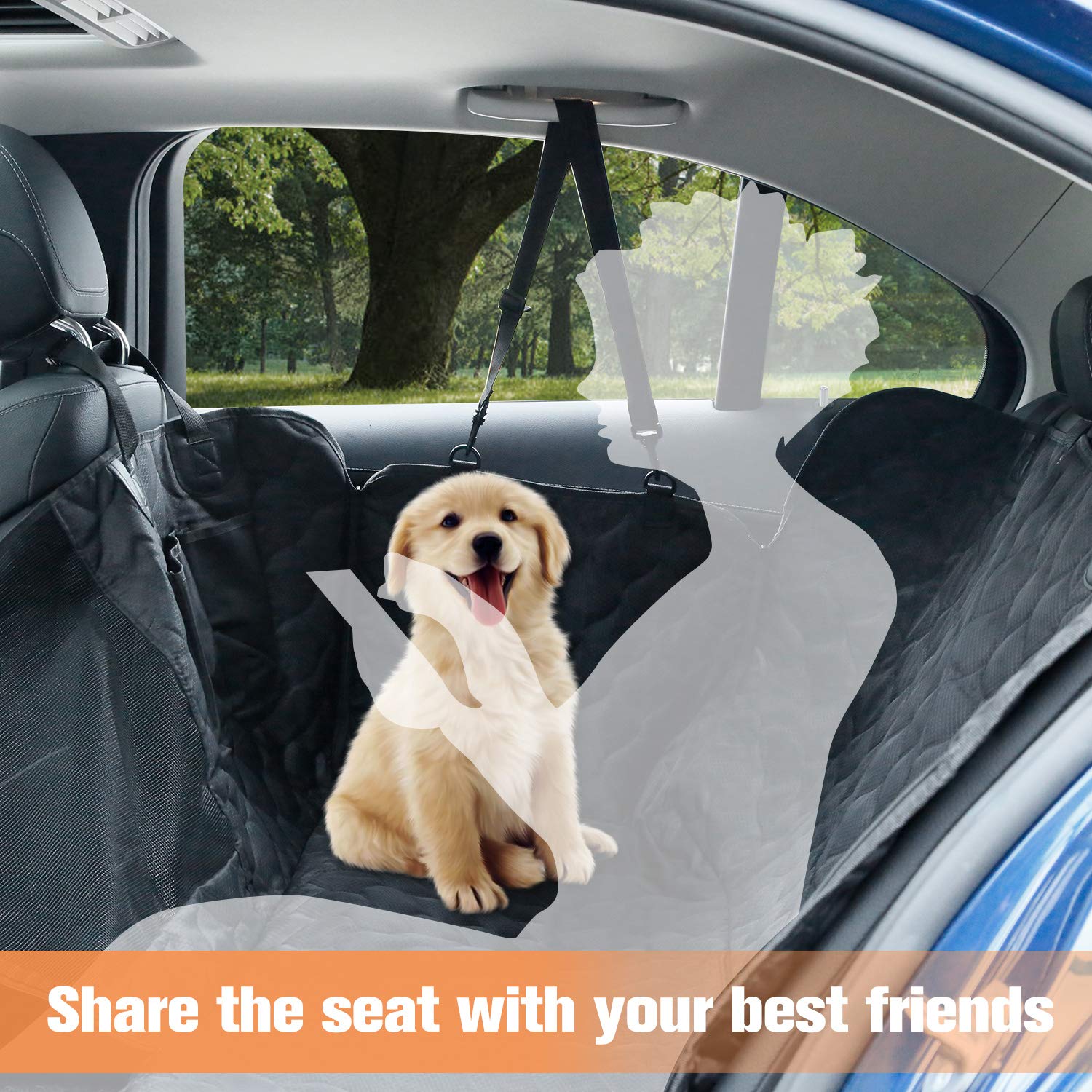 Smatto Dog Car Seat Cover with Mesh Window, Black photo 6