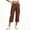Brown, variant on Women's Solid Color Cargo Capri Pants, Elastic Waist, Button & Zipper Pockets, Side Slit Casual Pants Black S