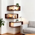 thumbnail image 4 of Estante Esquinero De Pared Con Luz, Estantes Esquineros Inteligentes Iluminados Que Dan Vida A Tu Espacio, Estantería Flotante Color Madera, Almacenamiento Ahorra Espacio Para Coleccionables 2pcs, 4 of 7