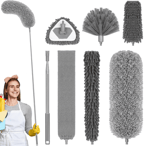 Sugarday Microfiber Duster 7-Piece Kit with 100" Pole