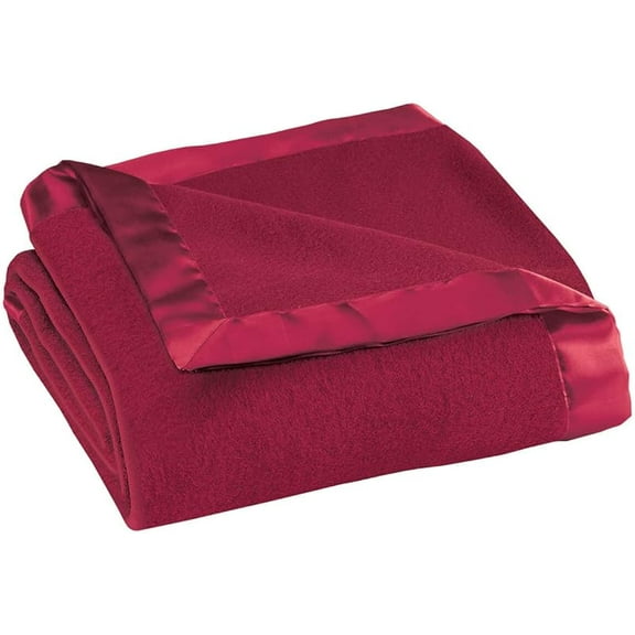 Satin Fleece Blanket, Full/Queen, Twin or King Size – 100% Polyester Lightweight Fabric and Cozy Satin Binding Edges in Tightly Folding Travel Blanket, Sage