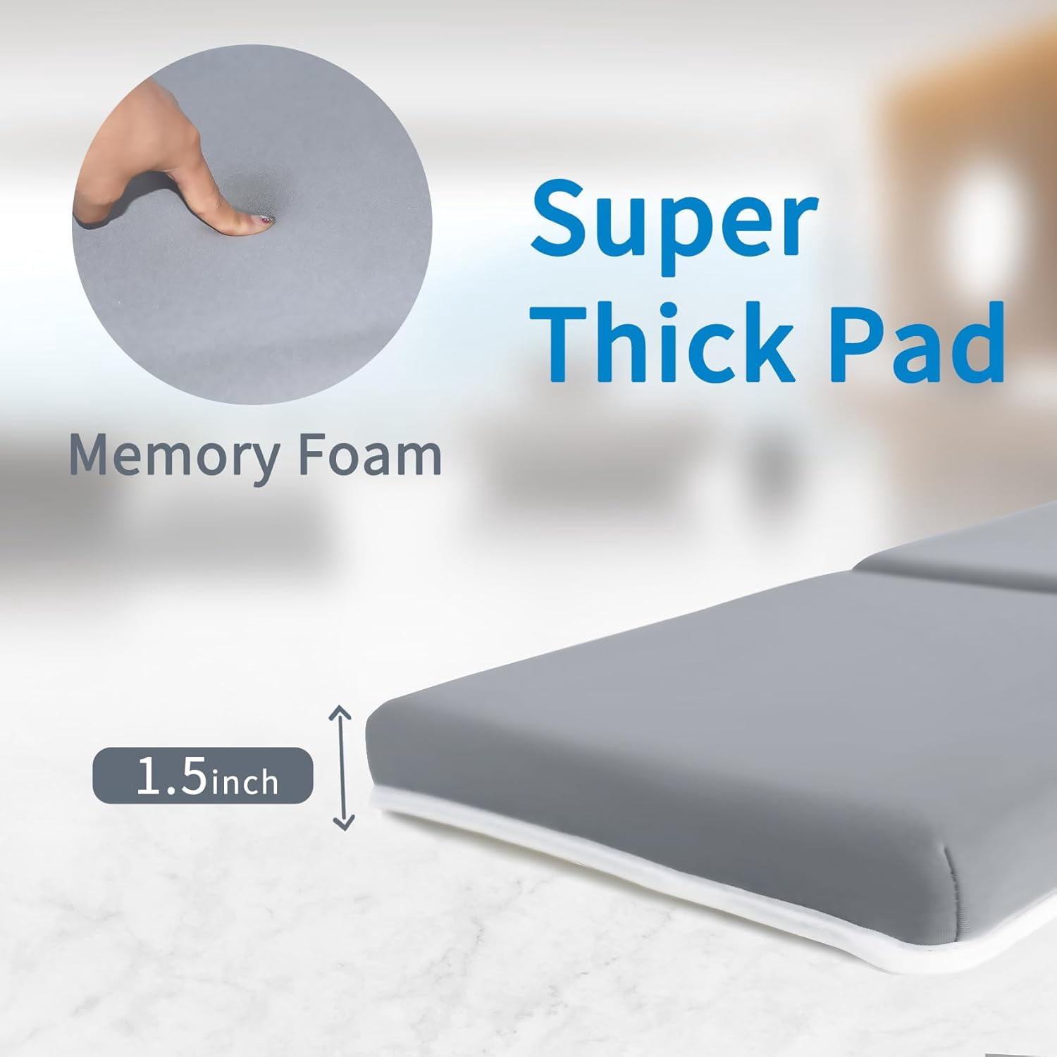 Bath Kneeler Pad, 1.5 inch Thick Kneeling Pad Mat, Foldable Painless Knee Cushion Mat, Non-Slip Bathtub Kneeler for Baby Bathing Parents