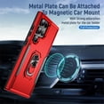 thumbnail image 6 of For Samsung Galaxy S25 Ultra 5G Case With 360° Rotation Metal Ring Holder【Magnetic Car Mount】Shockproof Rugged Full Body Protection Heavy Duty Dust/Drop Proof Cover Case​,Red,For Galaxy S25 Ultra 5G, 6 of 7