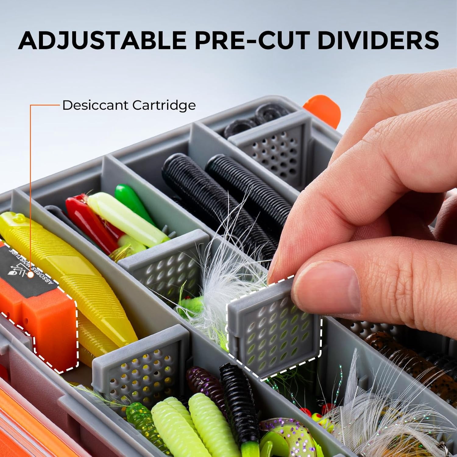 KastKing HyperSeal 3500 Double-Sided Waterproof Fishing Tackle Box – Adjustable Dividers, 1 Pack