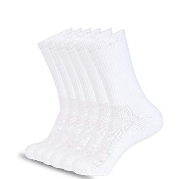 1Sock2Sock Men's Athletic Crew Socks Performance Cushioned Cotton Moisture Wicking And Arch Support 6 Pack White