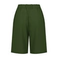 thumbnail image 4 of Pxkloy Dandelion Shorts for Women,Women's Bermuda Shorts Lightweight,Casual Womens Linen Cotton Elastic Waist Knee Length Curling Bermuda Shorts with Drawstring Army Green,S, 4 of 4