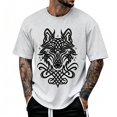 thumbnail image 4 of XIAONU Celtic Wolf Print T Shirt for Men Short Sleeve Crew Neck Casual Tops, 4 of 4