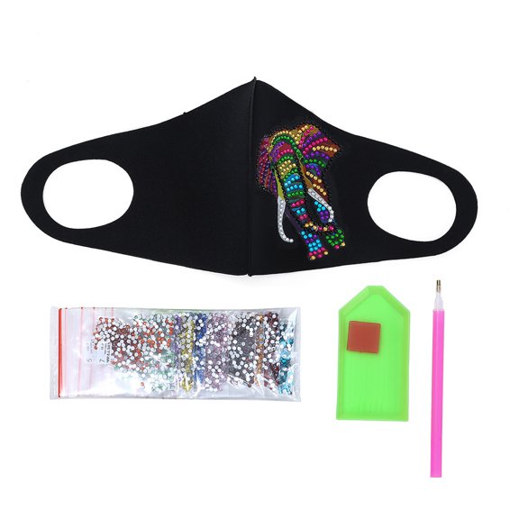Cubierta de la boca Cubierta de la boca de diamantes de imitación Pintura hecha a mano Protector facial de tela para bricolaje, AA440, Animal seitruly HA003519-04
