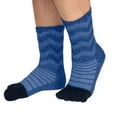 thumbnail image 2 of Wuxian Socks For Women Toe Socks Striped Thermal Fuzzy Thick Crew Socks Winter Hiking Crew Length Stockings Sports Cozy Comfy Dailywear,Blue,XL, 2 of 3