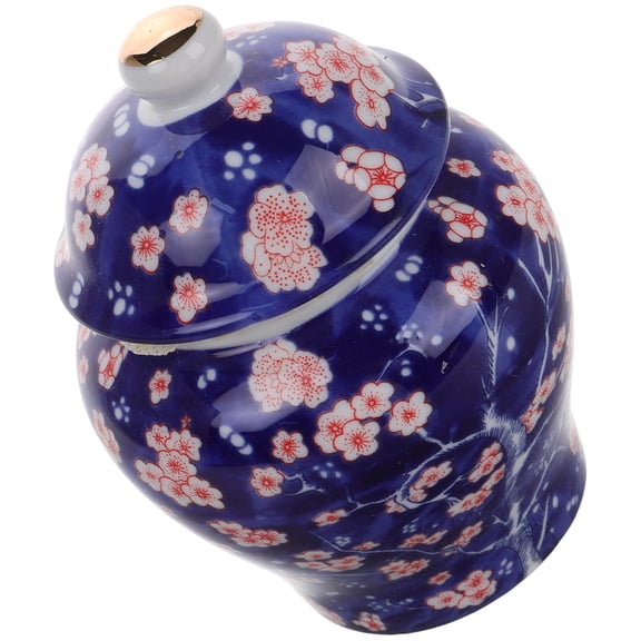 GOOHOCHY Pattern Coffee Canisters Blue and White Ceramic Tea Pot Office 12.30X8.60X8.60CM