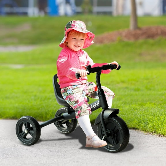 Qaba 3-Wheel Recreation Ride-On Toddler Tricycle With Bell Indoor / Outdoor  - Black