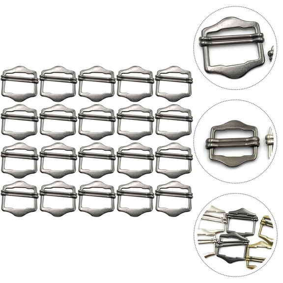 LOLIPPYY 50Pcs Dark Grey Metal Belt Buckles for Clothing and Backpacks Adjustable and