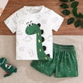 thumbnail image 2 of UAYOTSE Toddler Baby Boy Summer Clothes Set 6 12 18 24 Months 2T 3T 4T Tractor Letter Print Short Sleeve T-Shirt Elastic Waist Solid Shorts Outfit Sets,Sizes 18-24 Months, 2 of 9