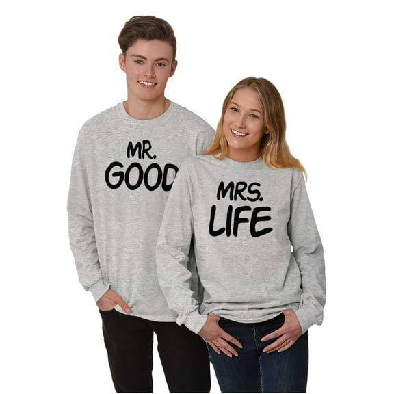 Just Married Newlyweds Cute Matching Men's Big & Tall Long Sleeve Graphic Tee Brisco Brands 2X