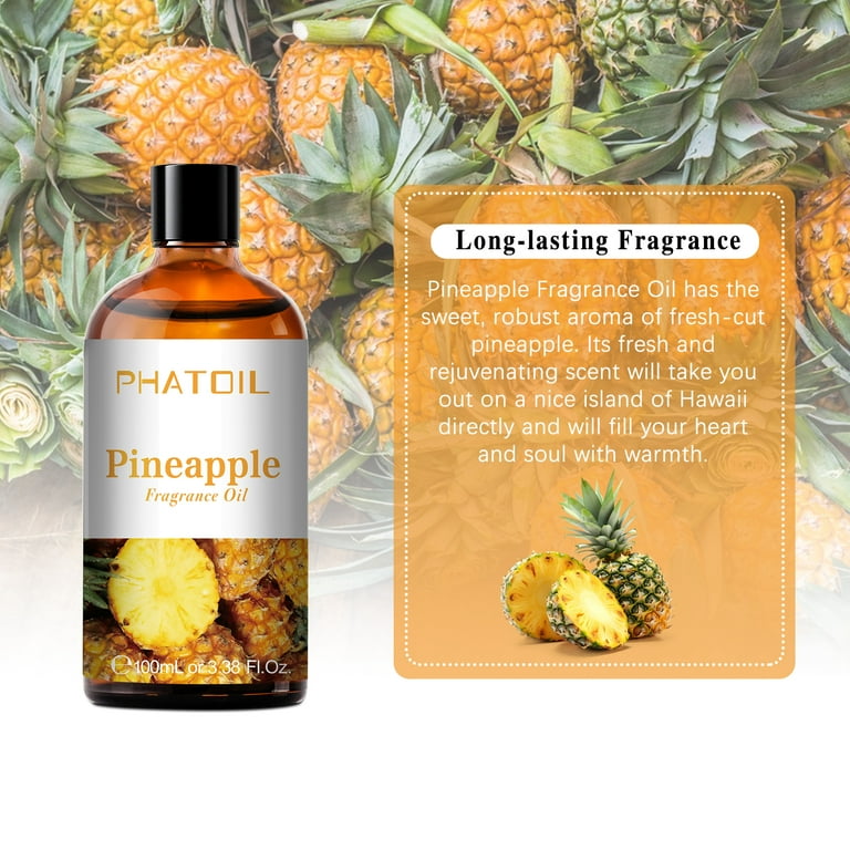 PHATOIL 3.38FL.OZ Pineapple Essential Oils Perfect for Aromatherapy,  Diffuser, Yoga, Massage, Hair & Skin Care, DIY Candle and Soap Making -  100ML