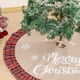 thumbnail image 3 of Falda de árbol de Navidad de 48 pulgadas, decoración de borde a cuadros de búfalo de arpillera de lino para fiesta de Feliz Navidad, decoraciones de falda de árbol de Navidad de búfalo rojo y negro Rojo Verde, 3 of 5