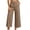 Brown, variant on Capris Pants for Women Wide Leg Golf Casual Cropped with Pockets Blue High Waist Summer Business Size L