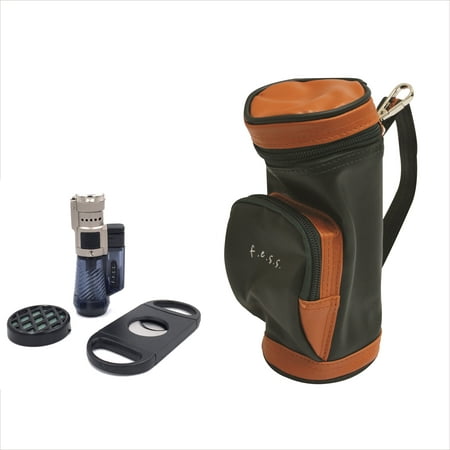 F.e.s.s. Fess Golf Gift Set Mini Golf Bag Humidor with Humidifier Lighter and