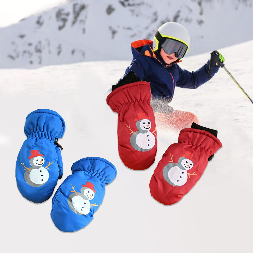 Waterproof Windproof Sports Gloves Fleece Warm Mittens Children Ski Gloves 