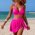 thumbnail image 2 of HomeGardon Tankini Swimsuits for Women Women Solid Color Backless Strap Bikini Swimsuit Bikini Color Blocking Off-Shoulder Set, 2 of 6