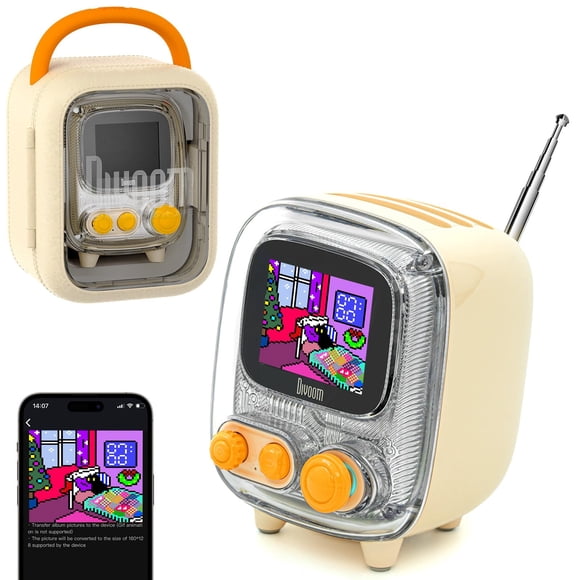Divoom Tiivoo-2 Retro Pixel Bluetooth Speaker with USB-C/TF Playback, Custom Pixel Art Display, Alarm Clock & White Noise Sleep M