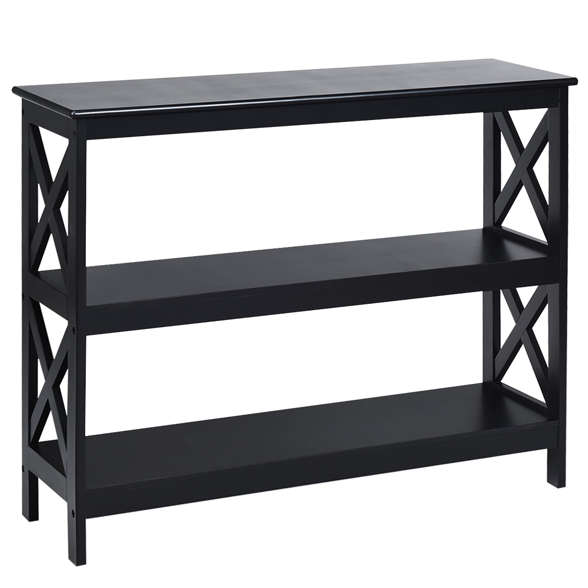 Costway 3-Tier Console Table x-Design Bookshelf Sofa Side Accent Table